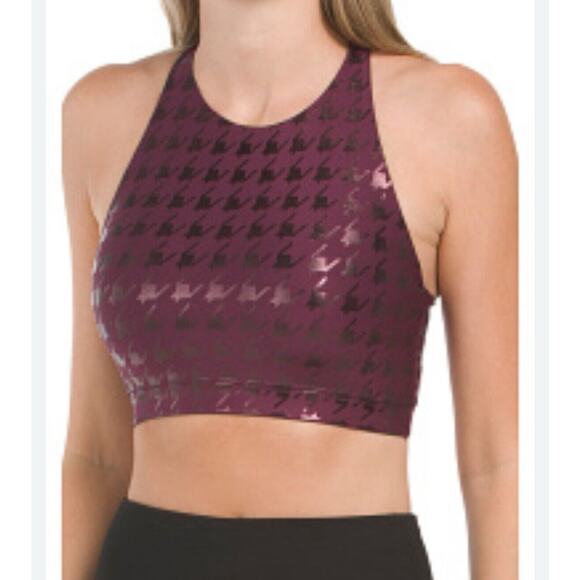 Peloton High Neck Racerback Sports Bra Size XS Houndstooth Purple Shine NEW - Picture 4 of 7